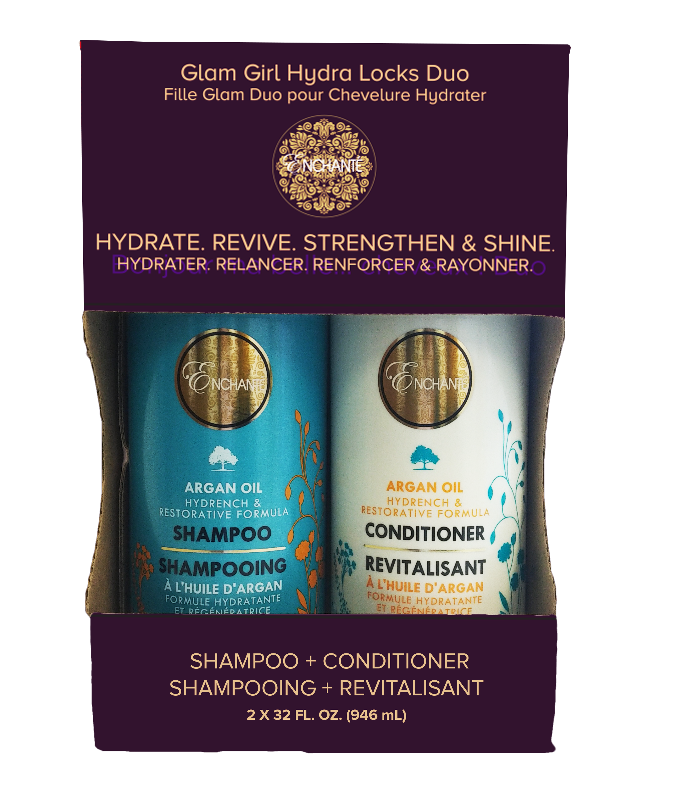 Glam Girl Hydra Locks Duo packaging with shampoo and conditioner bottles.